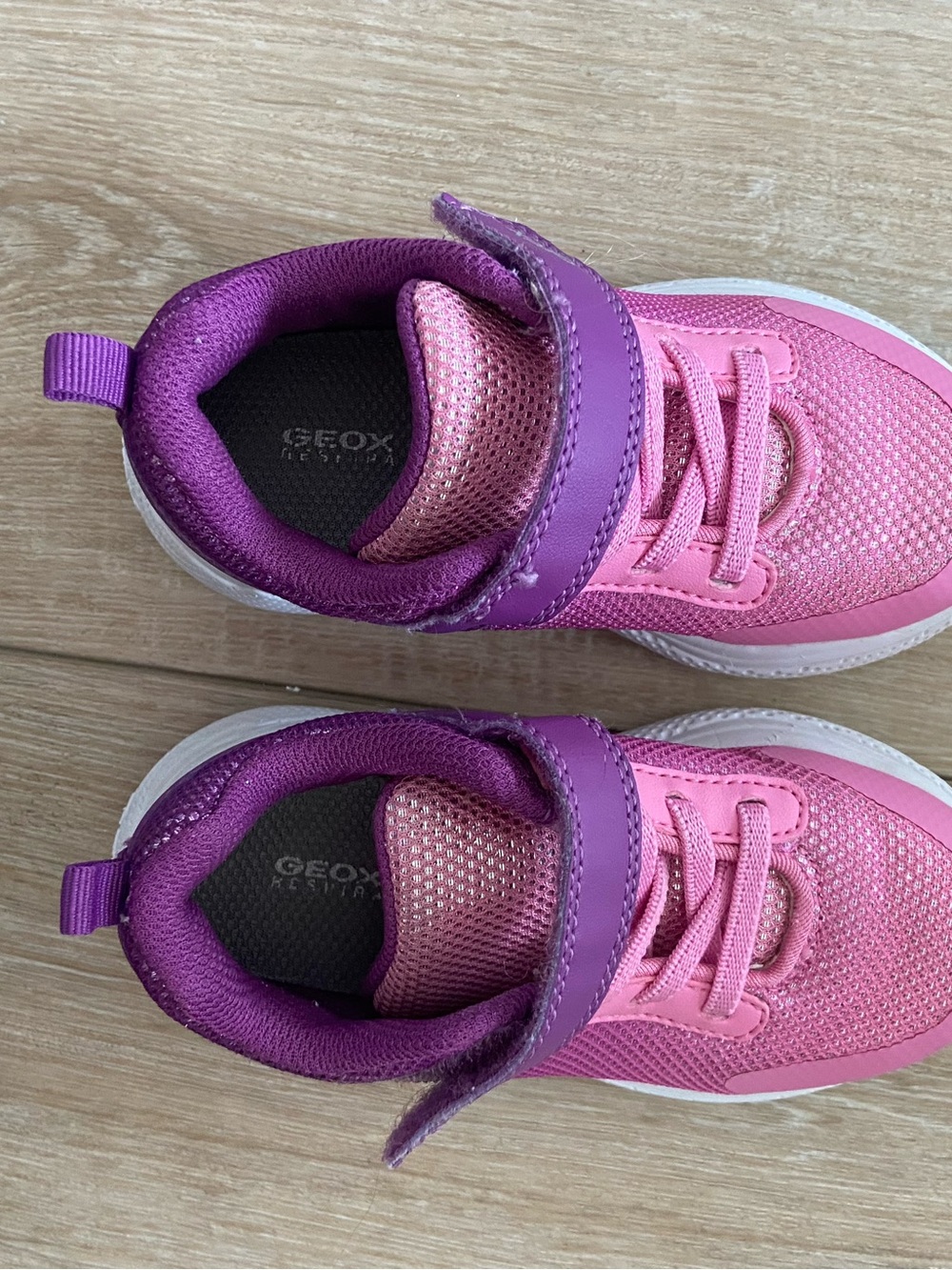 Geox Kids Pink and Purple Velcro Athletic Sneakers